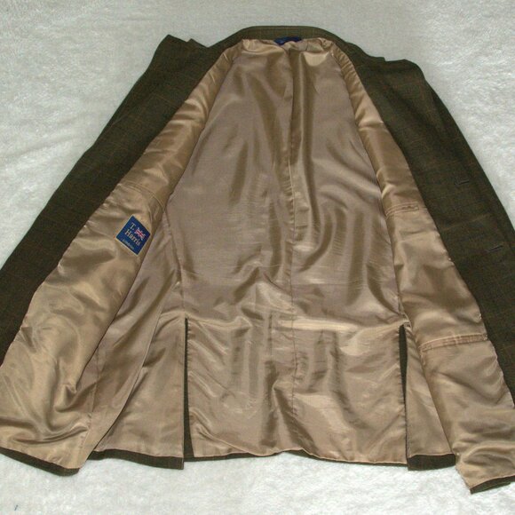 T. Harris London Men's Sport Coat Blazer 3 Button Plaid 100% Lambswool sz 44R - Picture 4 of 7